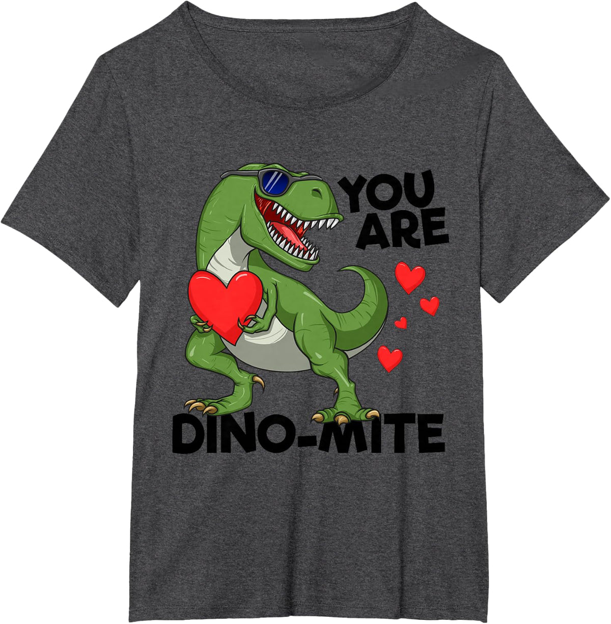 You Are Dino-Mite Kids T-Rex Dinosaur Valentines Day TRex T-Shirt - Dark Heather Grey