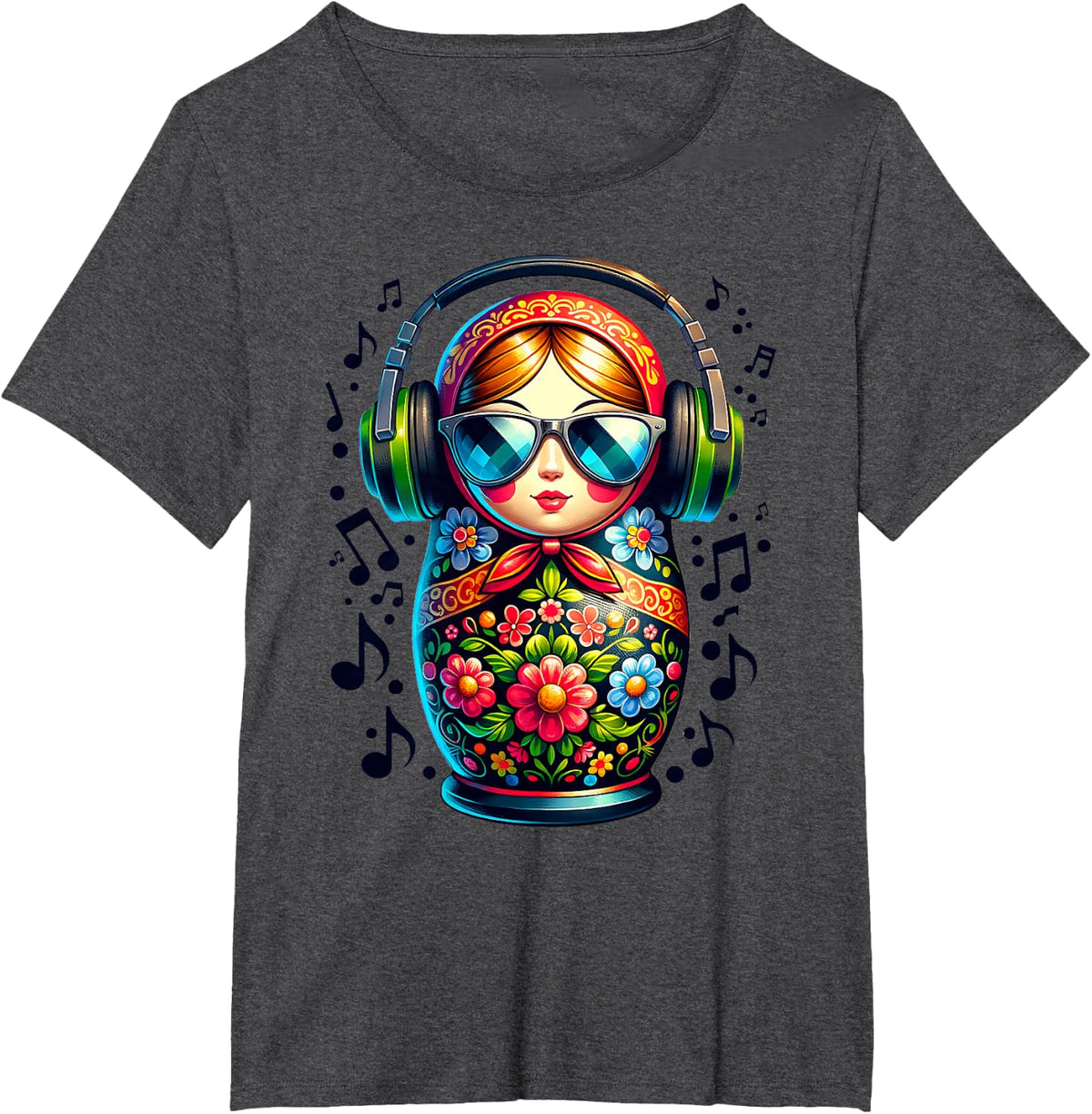 Russian Matryoshka Music Russia Russian Matryoshka T-Shirt - Dark Heather Grey