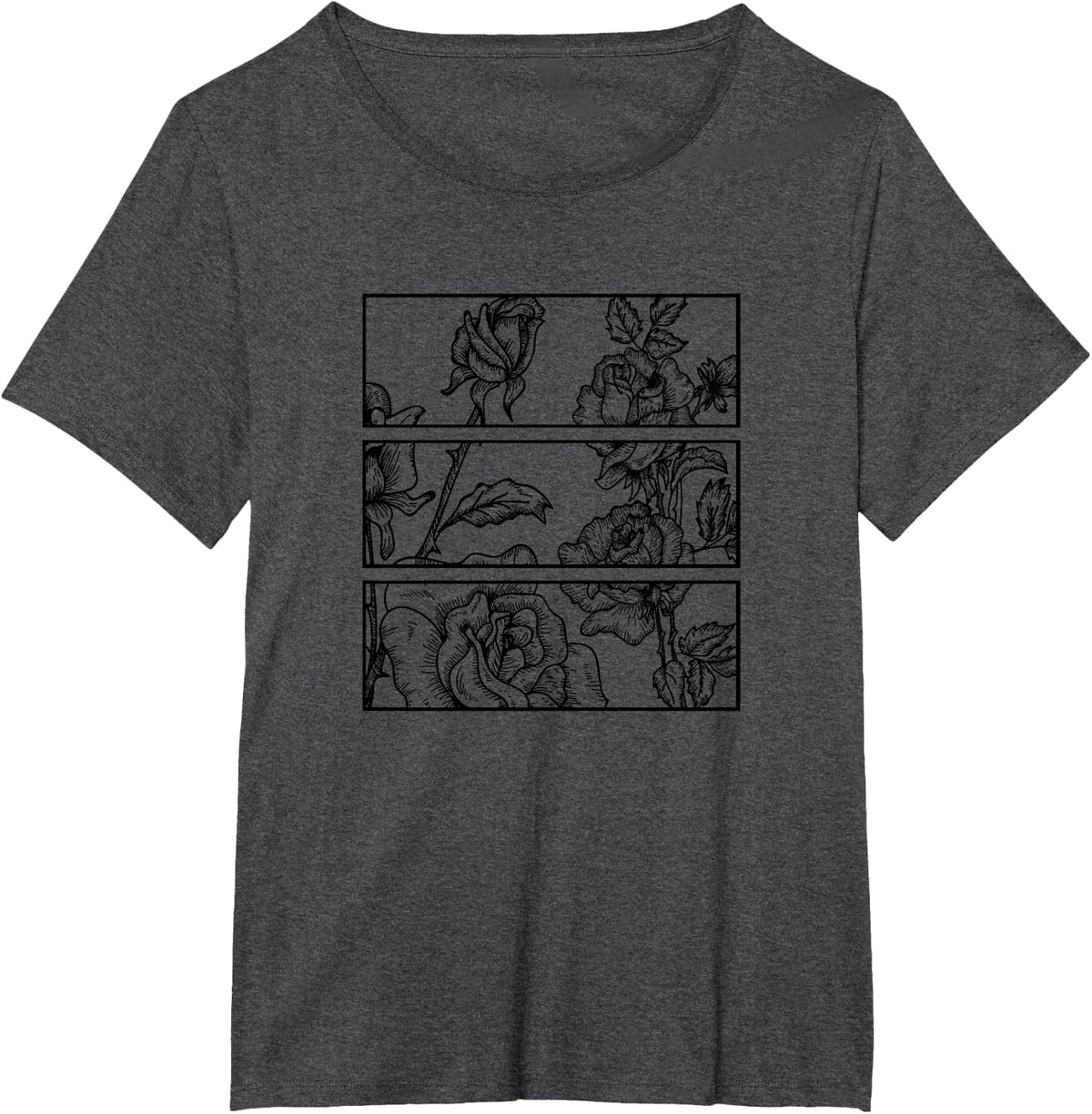 Black Roses Aesthetic Clothing Soft Grunge Clothes Goth Punk T-Shirt Small - Dark Heather Grey