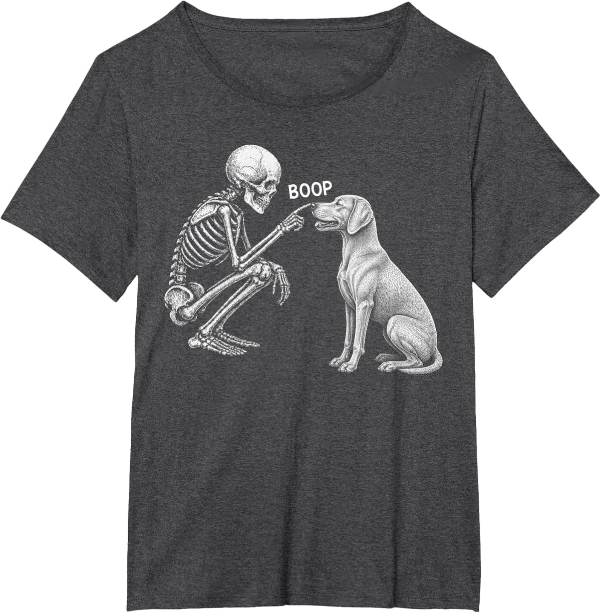 Skeleton Boop Weimaraner Dog Nose Vintage Halloween T-Shirt - Dark Heather Grey
