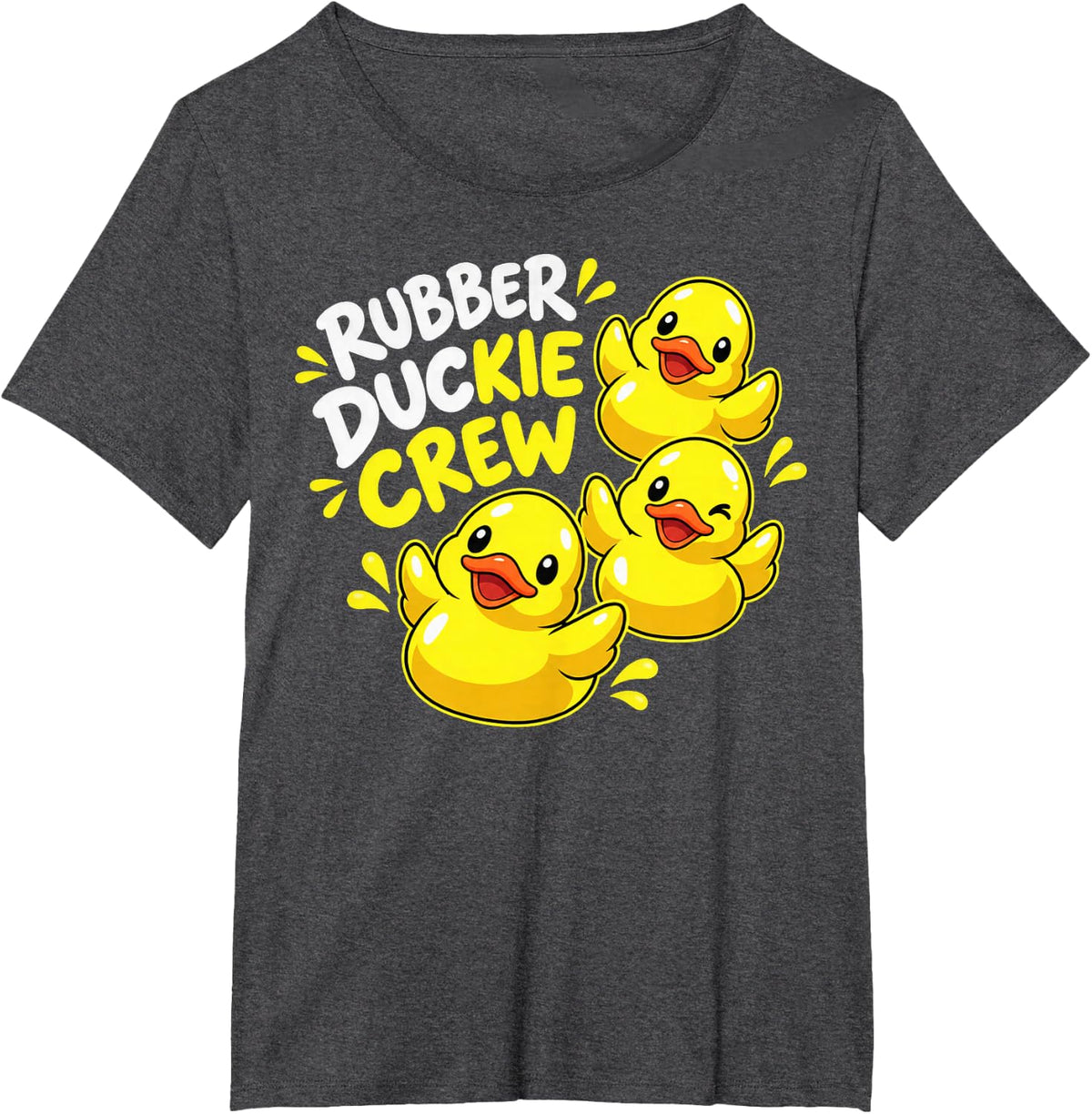 Three Ducks Quackie Crew Cartoon T-Shirt - Dark Heather Grey