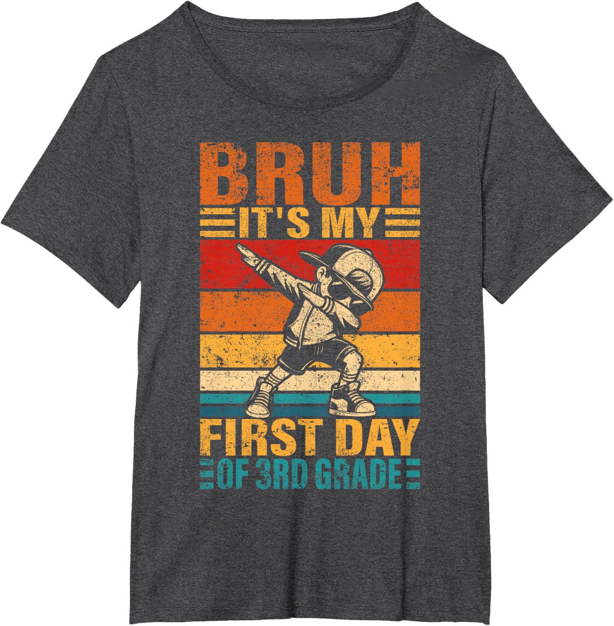 Third Grade Dabbing Boy Bruh It's My First Day Of 3rd Grade T-Shirt - Dark Heather Grey