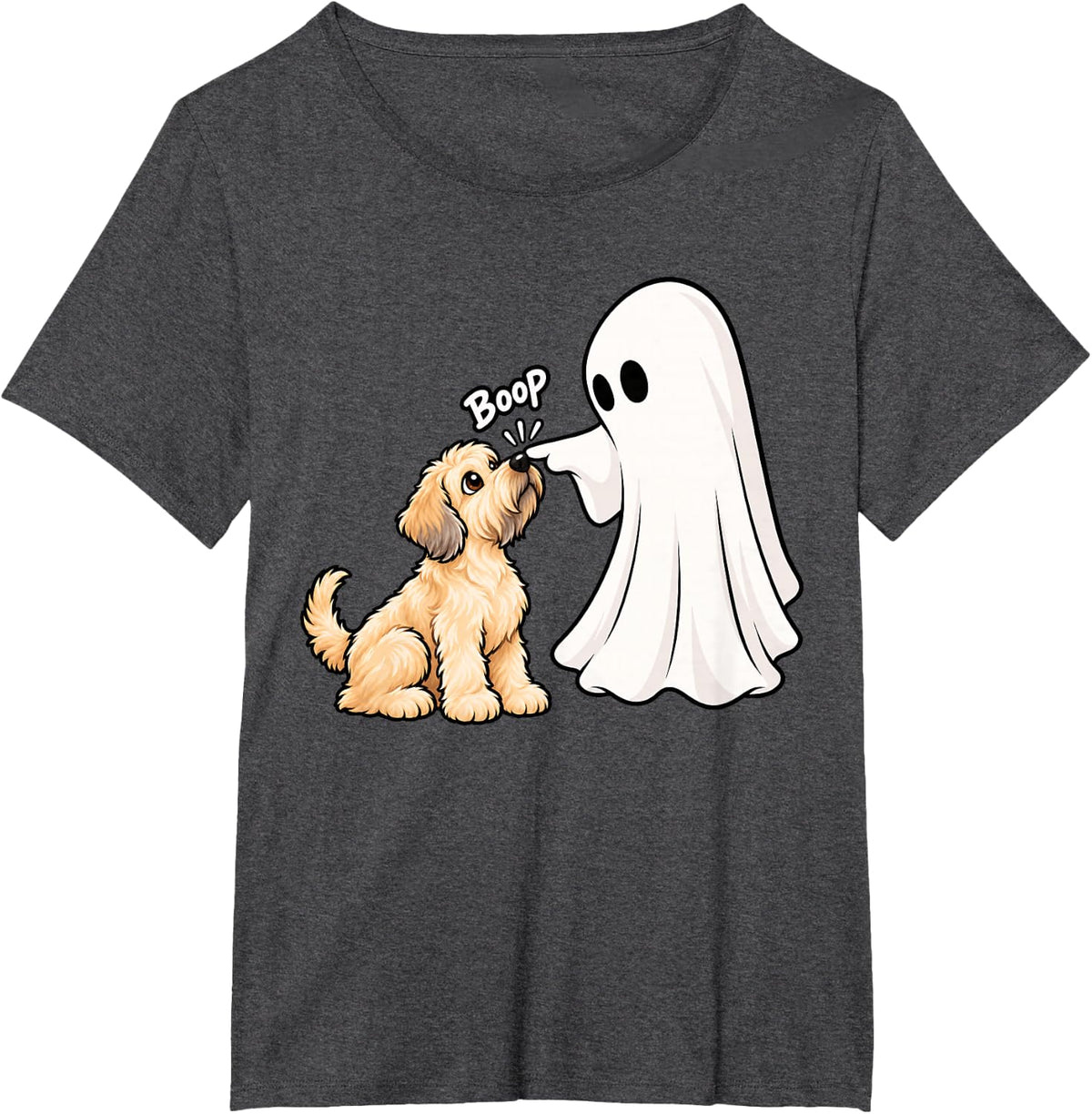 Funny Ghost Soft Coated Wheaten Terrier Boop Halloween Dog T-Shirt - Dark Heather Grey