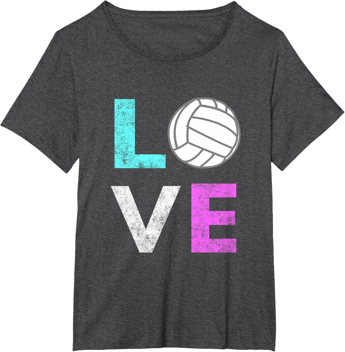 Girls Love Volleyball Best Fun Birthday Gift Tshirt T-Shirt - Dark Heather Grey