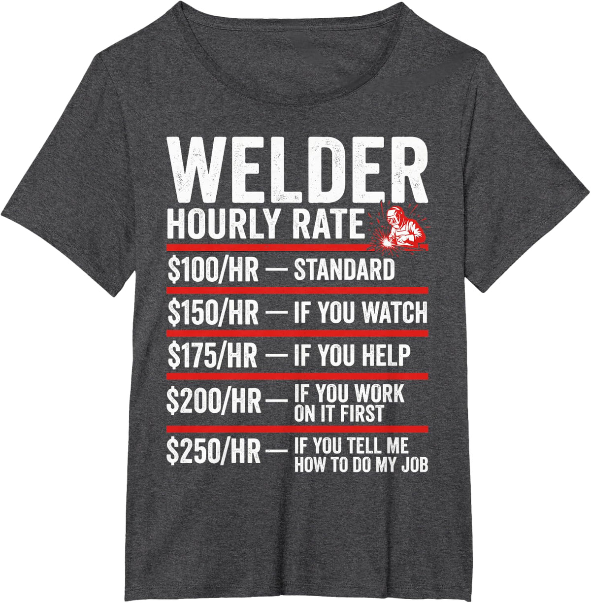 Welder Hourly Rate Funny Welding Job Humor Metalworker Tee T-Shirt - Dark Heather Grey