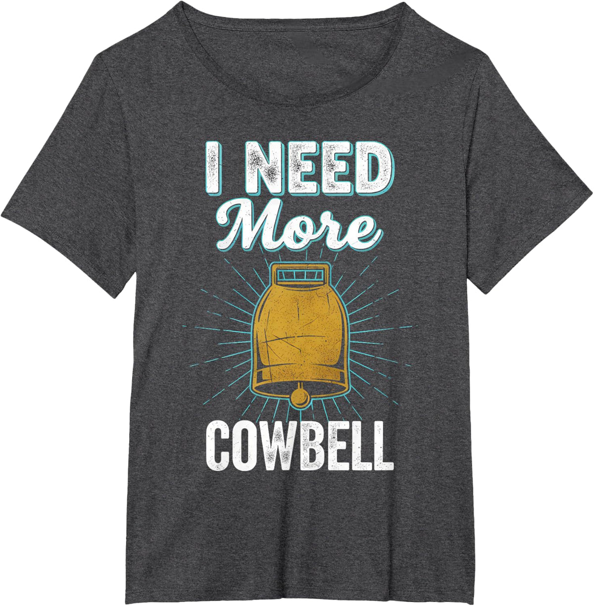 Mens I Need More Cowbell Funny Drummer Music T-Shirt - Dark Heather Grey