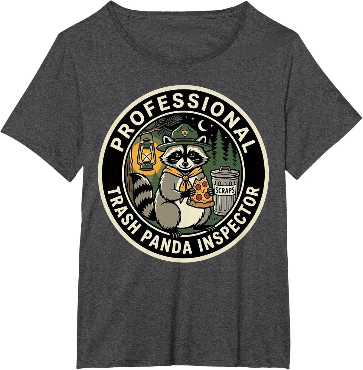 Trash Panda Midnight Snacks Raccoon Club Retro Humor T-Shirt - Dark Heather Grey