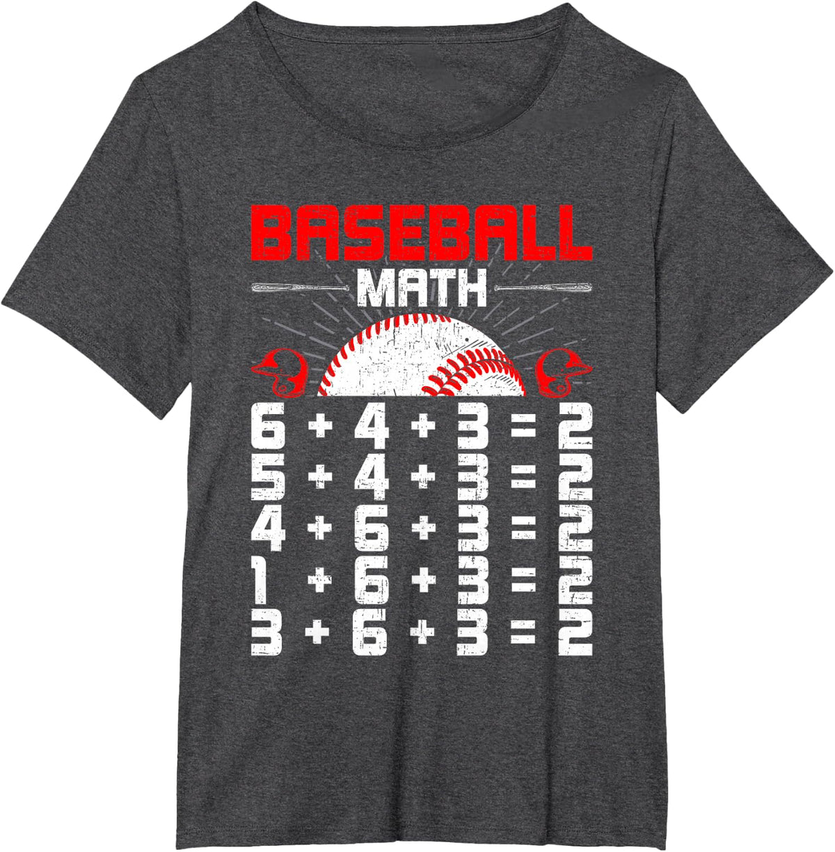 Baseball Math Double Play Baseball Lover T-Shirt - Dark Heather Grey