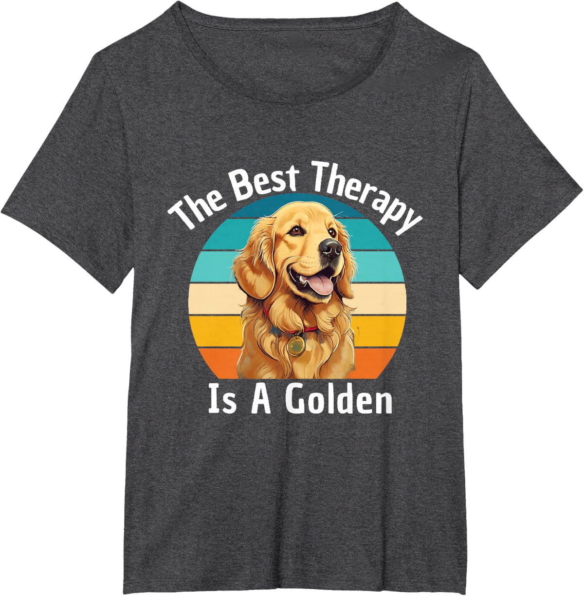 The Best Therapy Is A Golden Retriever Funny Puppy Lovers T-Shirt - Dark Heather Grey