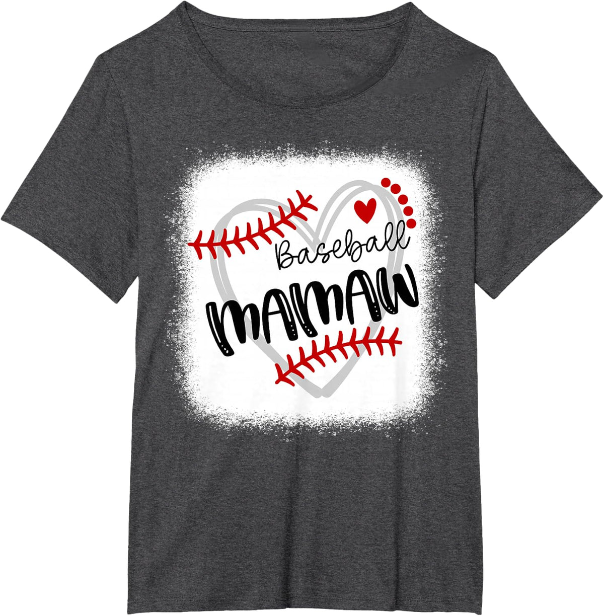 Personalized Baseball Heart Tee Cute Mamaw Women Baseball T-Shirt - Dark Heather Grey