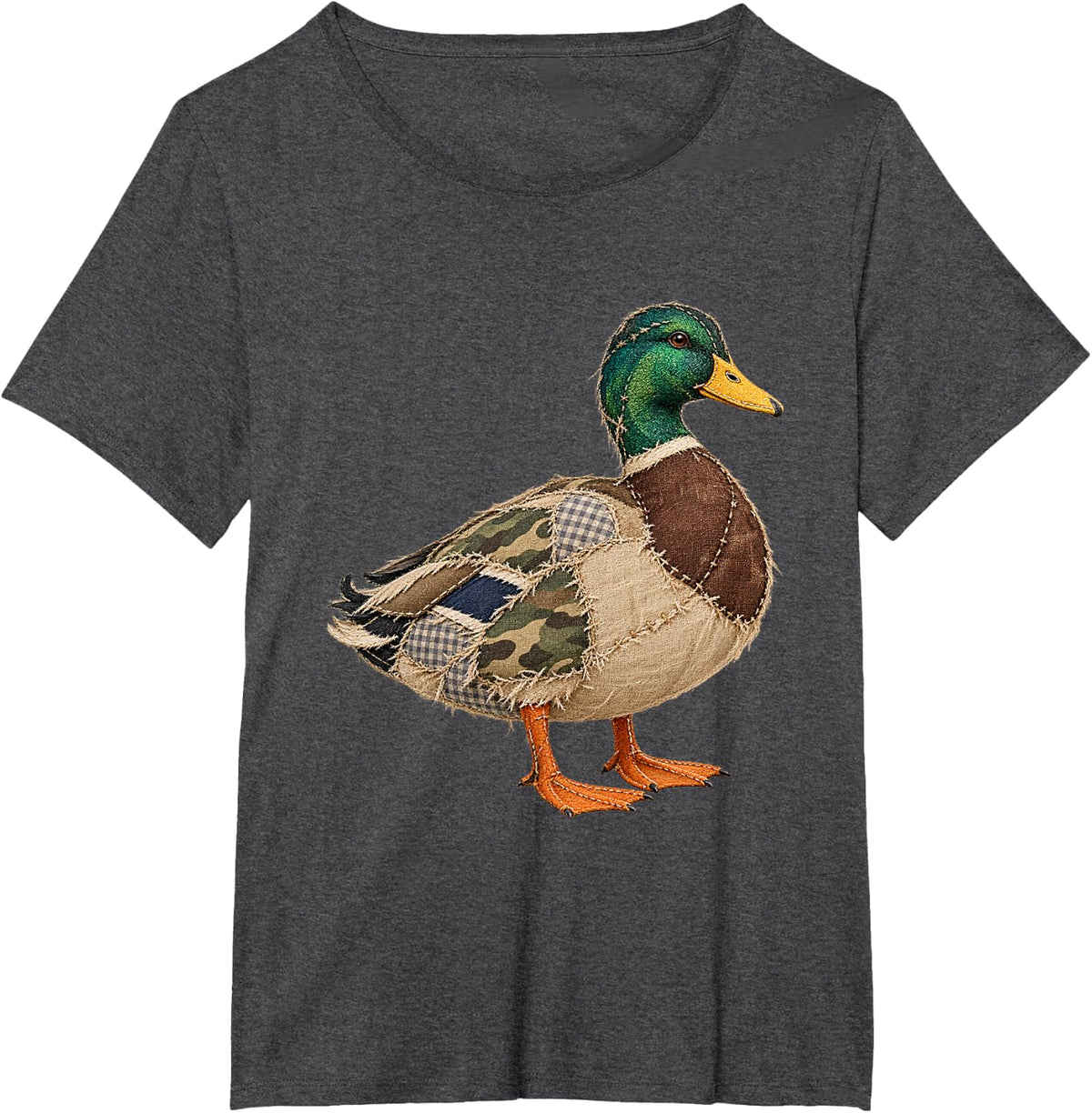 Patchwork Mallard Duck Hunting Season Hunter Outdoor T-Shirt - Dark Heather Grey