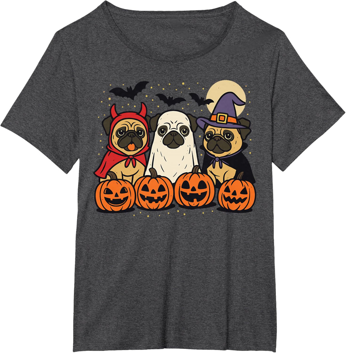Pug Halloween Costume T-Shirt - Dark Heather Grey