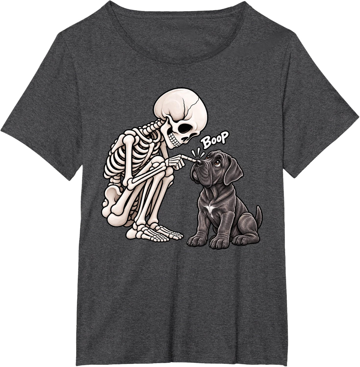 Funny Skeleton Cane Corso Boop Halloween Dog Lover Mom T-Shirt - Dark Heather Grey