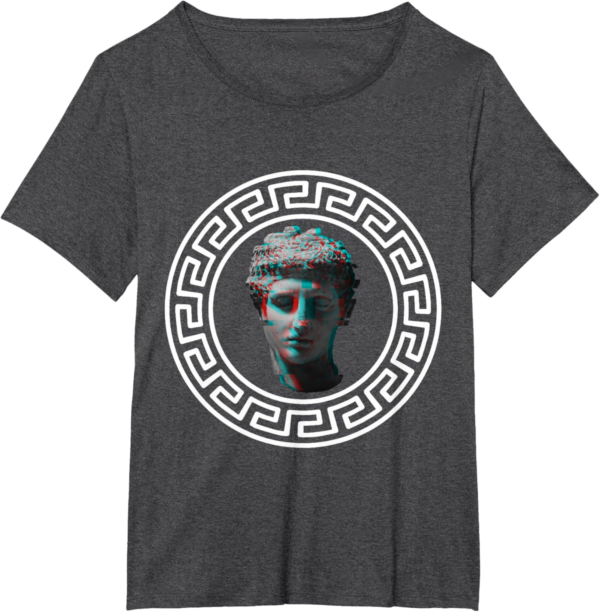 Greek Statue Vaporwave Aesthetic T-Shirt - Dark Heather Grey