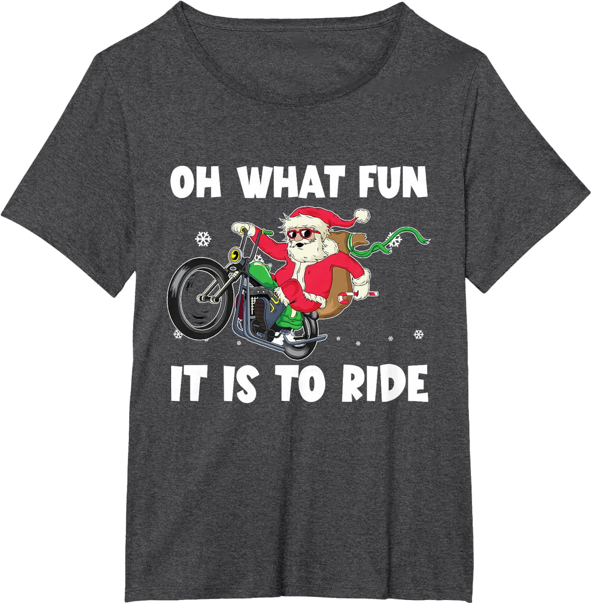 Christmas Biker Santa Motorcycle Christmas is coming T-Shirt - Dark Heather Grey
