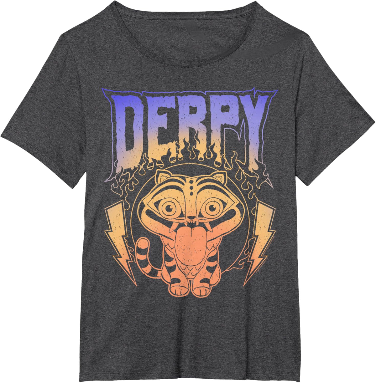 Kpop Demon Hunters Derpy Retro Metal Band Style Logo T-Shirt - Dark Heather Grey