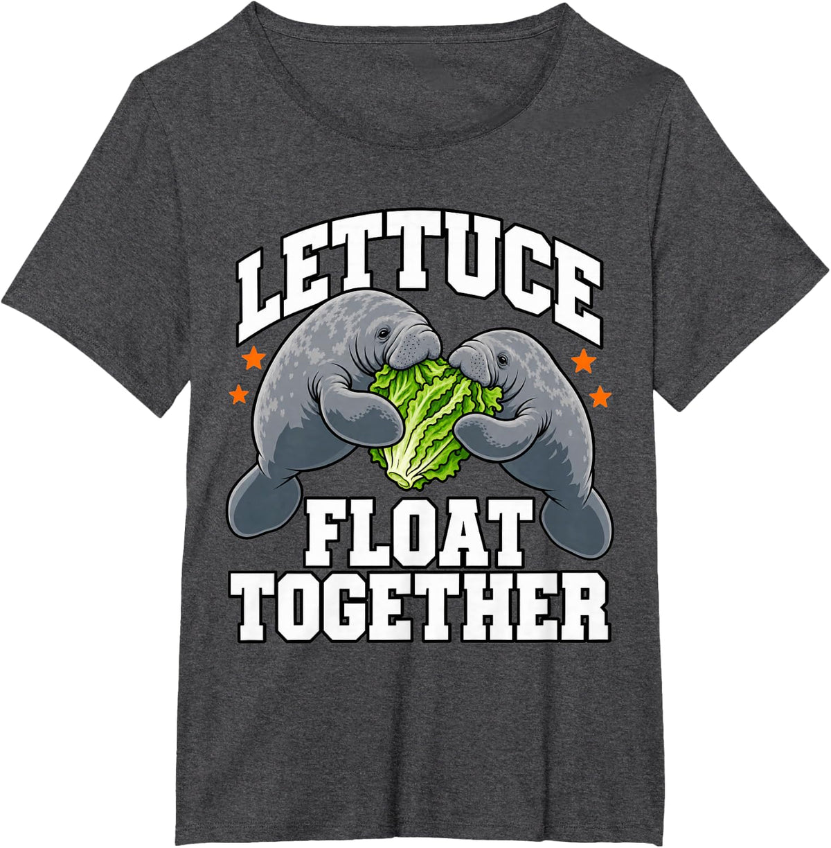 Manatee Lettuce Float Together Salad Sea Cow Lover Funny T-Shirt - Dark Heather Grey