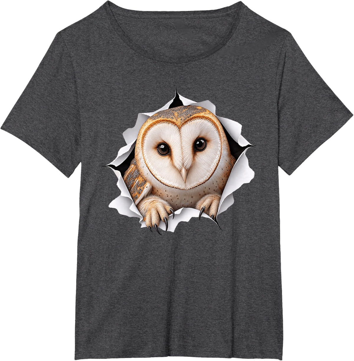 Funny Barn Owl Peeking Cute Zoo Animal Lover T-Shirt - Dark Heather Grey