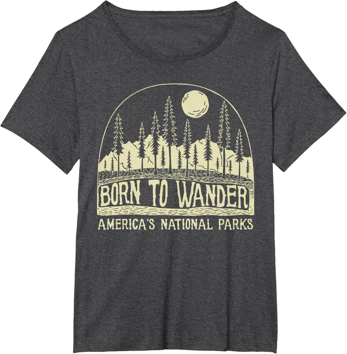 Born to Wander America's National Park T-Shirt - Dark Heather Grey