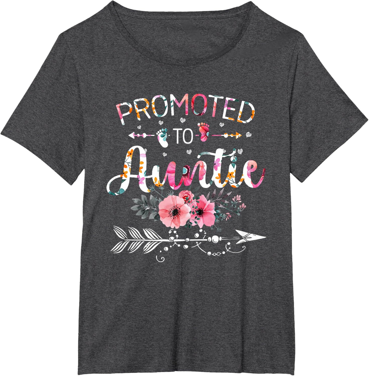 Promoted To Auntie Announcement Aunt New Auntie Mother's Day T-Shirt - Dark Heather Grey