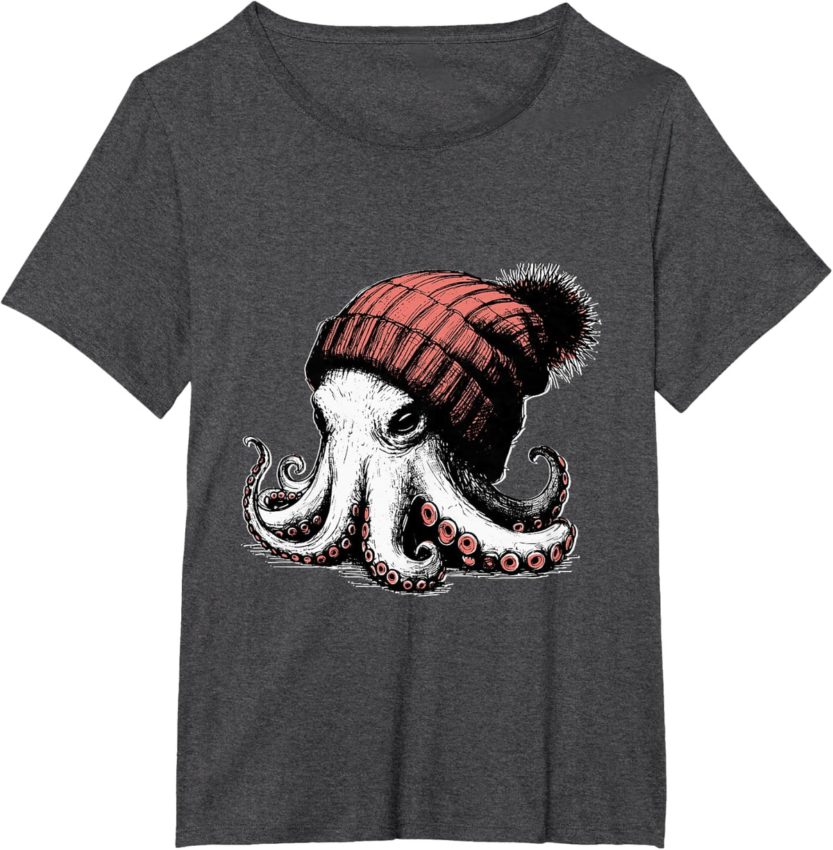 Retro octopus with hat in vintage style T-Shirt - Dark Heather Grey