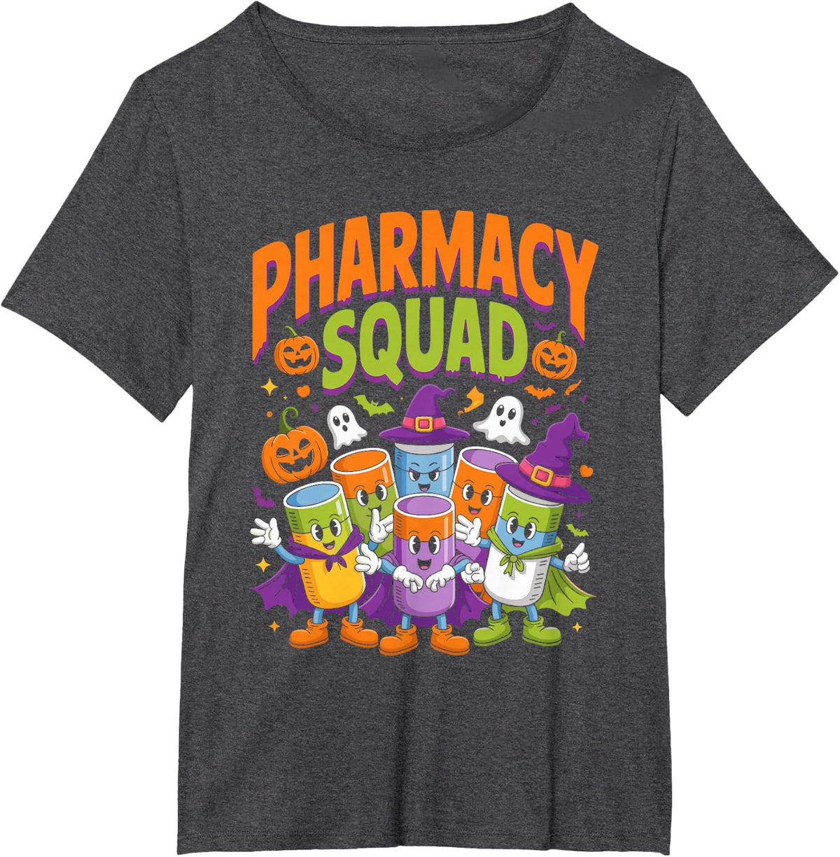 Pharmacy Squad Halloween Pills Costume Tee T-Shirt - Dark Heather Grey