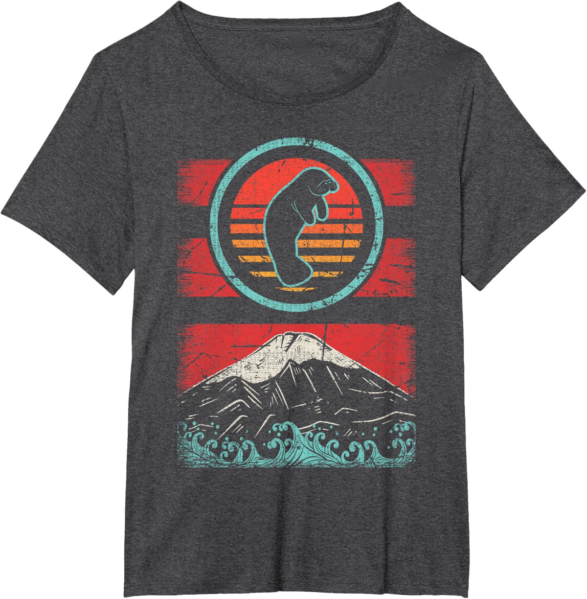 Manatee Lover Retro Vintage 80s Style T-Shirt - Dark Heather Grey