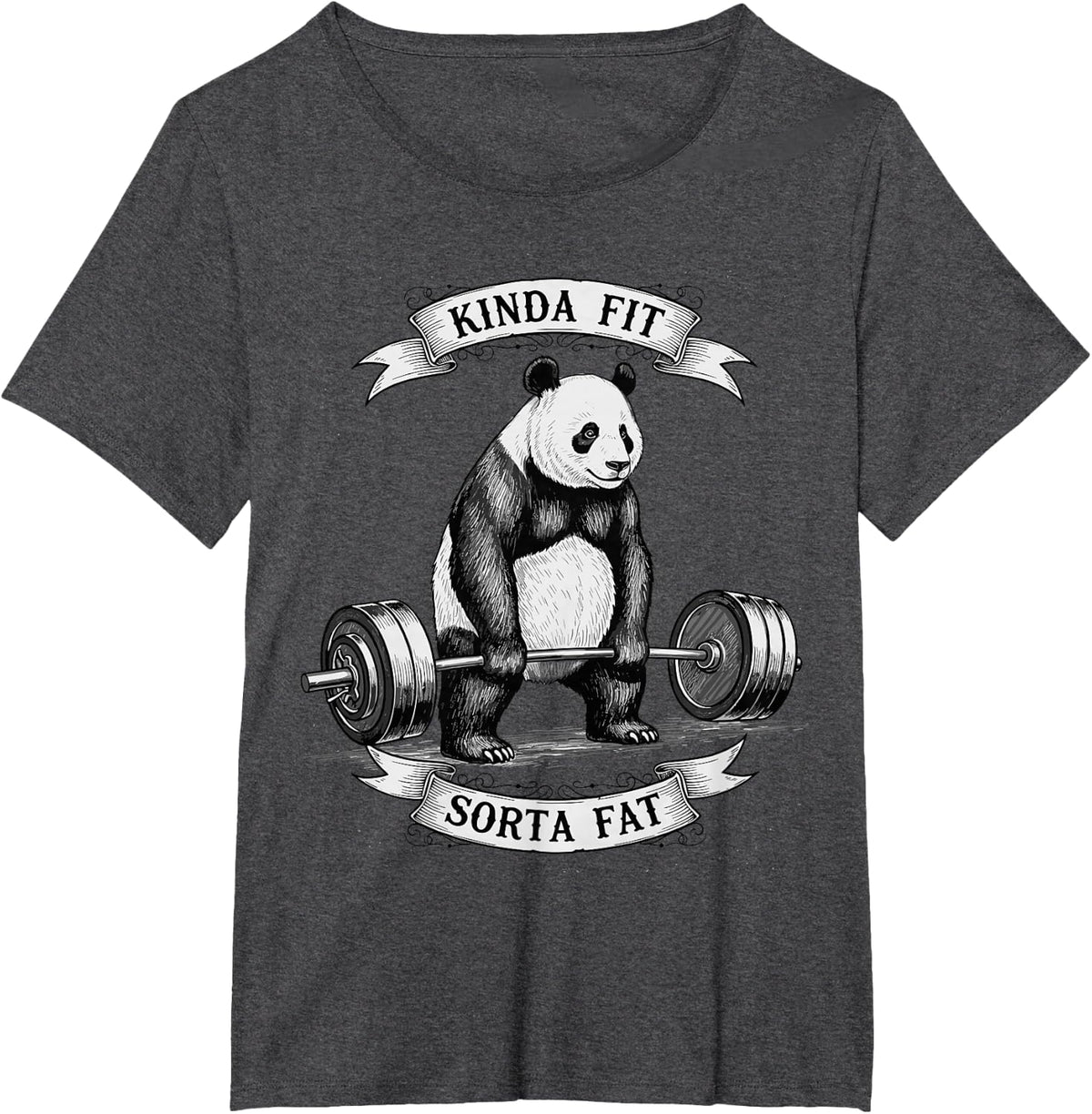 Powerlifting Fat Guy Shirt for Men Kinda Fit Sorta Fat Panda T-Shirt - Dark Heather Grey