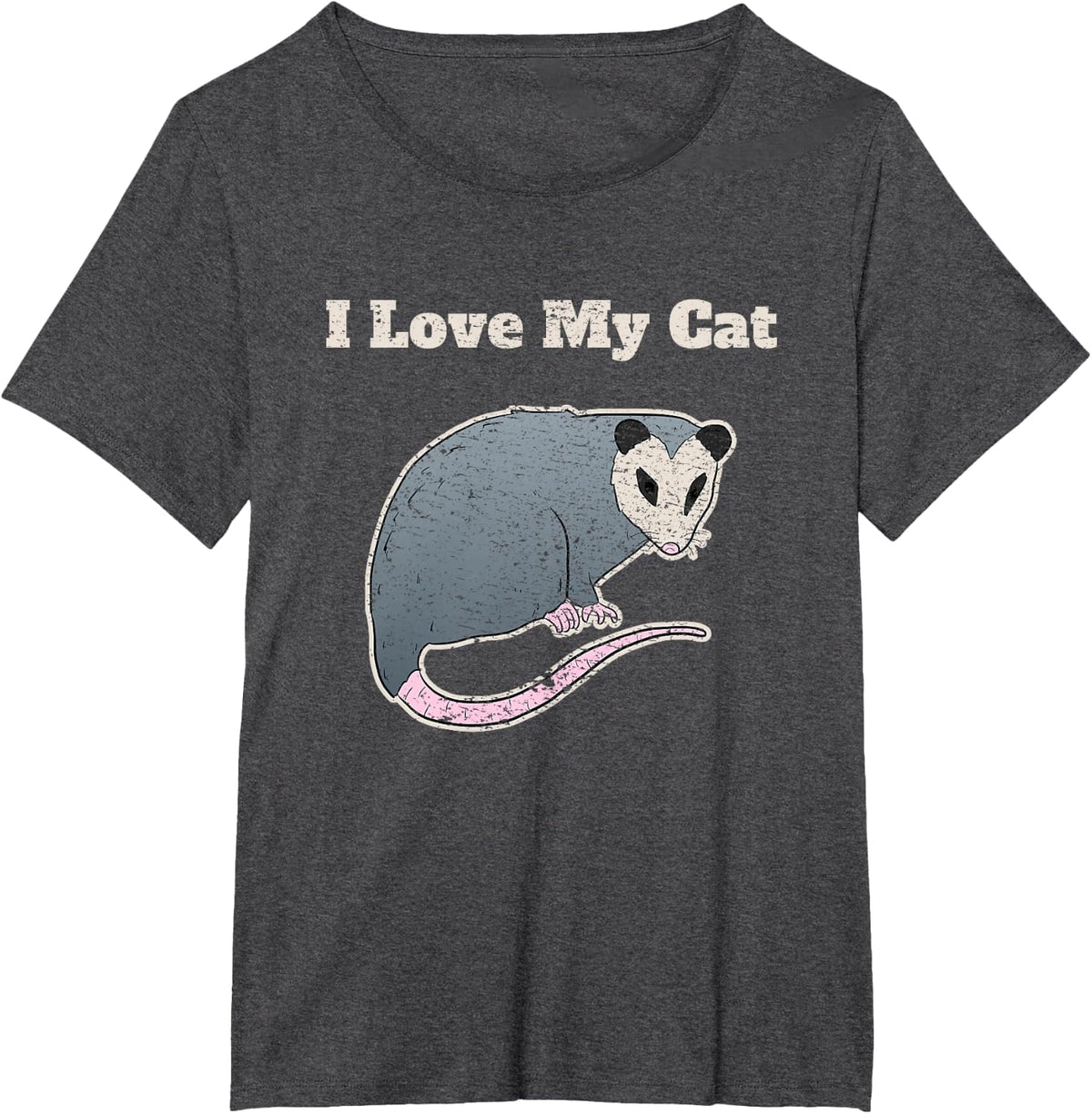 I Love My Cat Funny Opossum Vintage T-Shirt - Dark Heather Grey