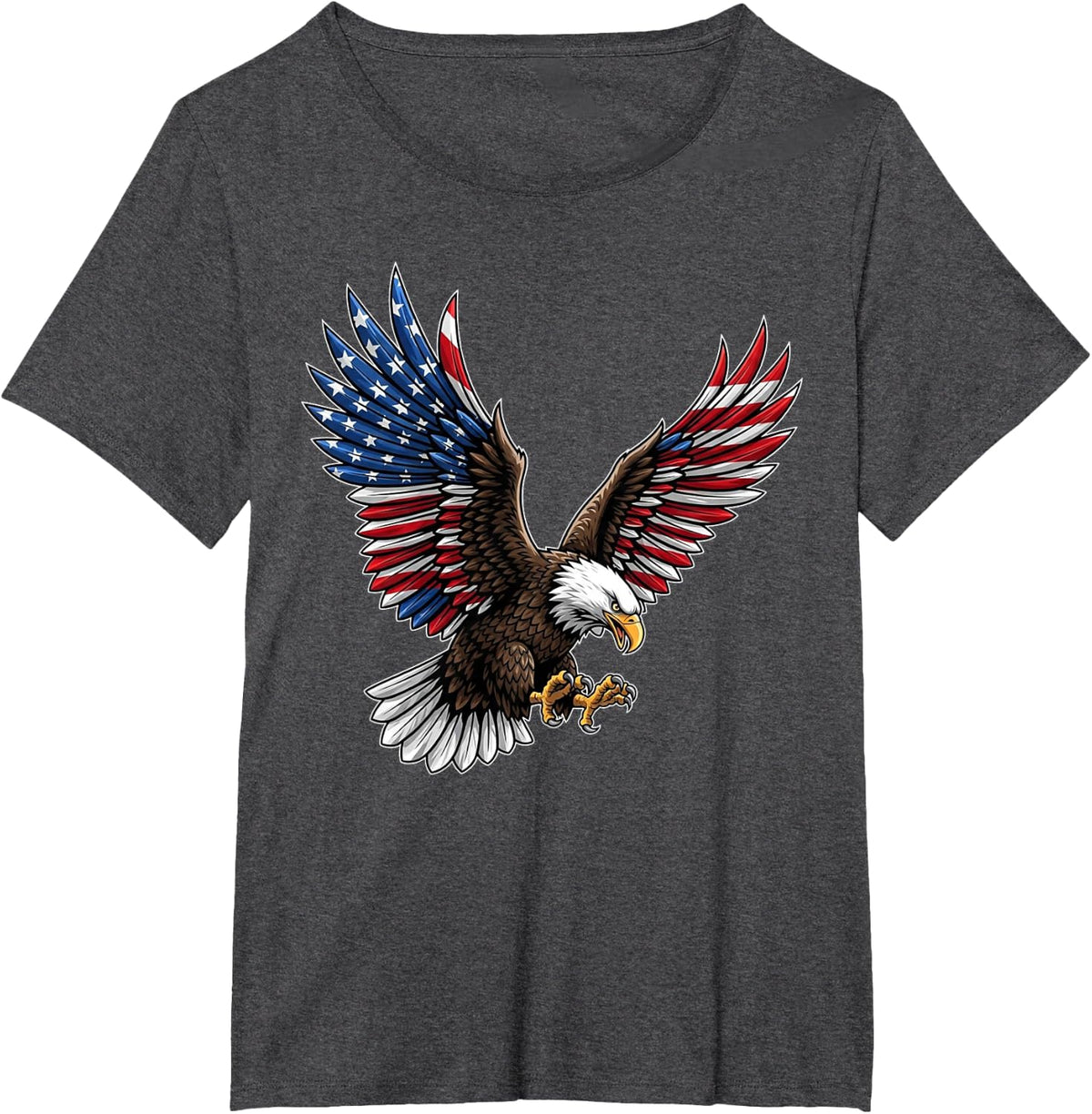 Patriotic Red White Blue Bald Eagle 4th of July USA Flag T-Shirt - Dark Heather Grey