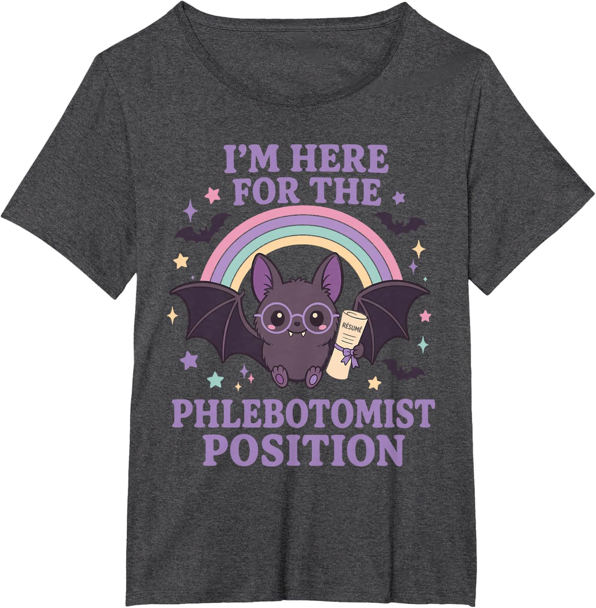 I'm Here for The Phlebotomist Position Bat Phlebotomy T-Shirt - Dark Heather Grey