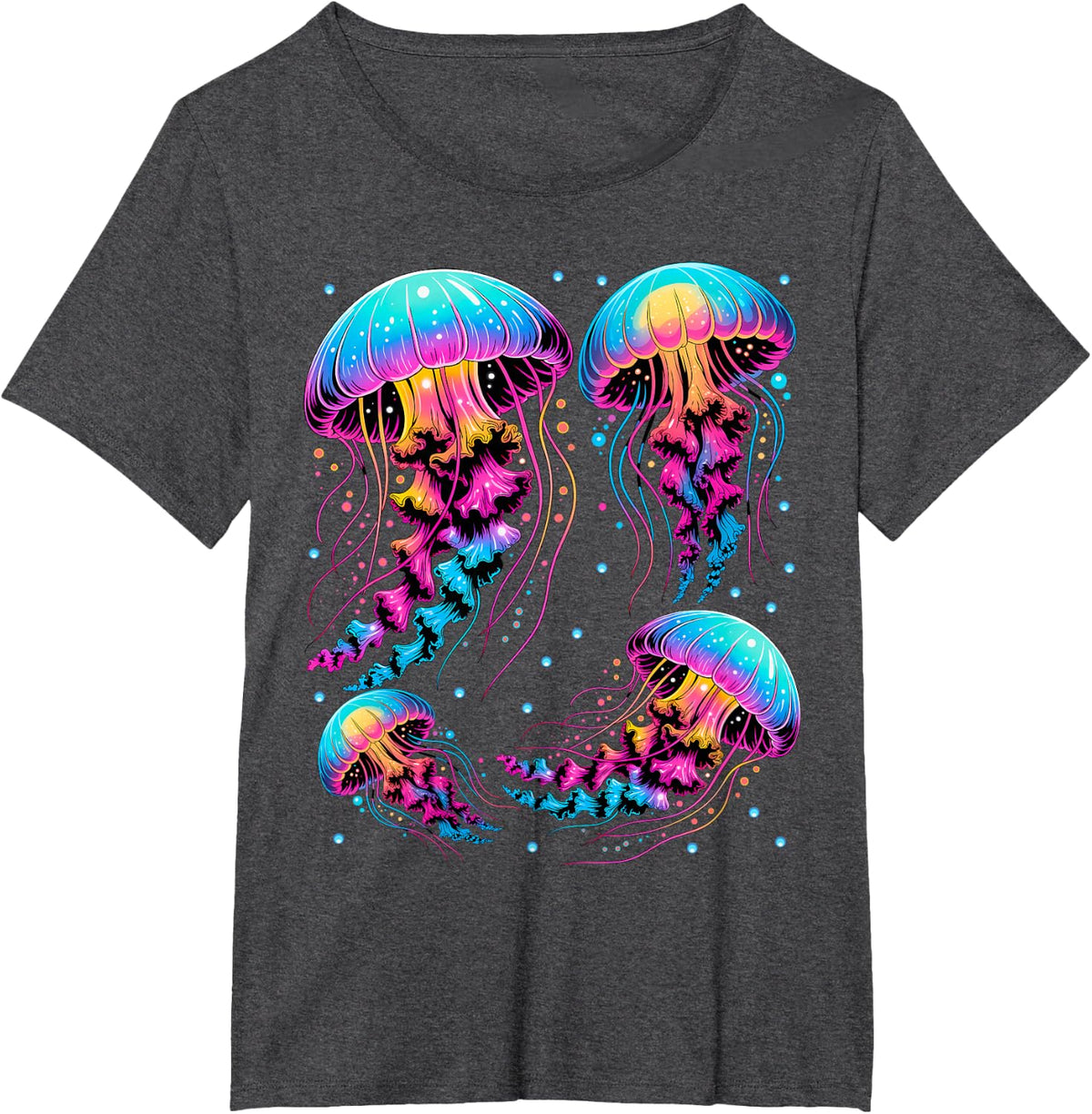 Jellyfish Artwork Motif Sea Ocean Animal Lover T-Shirt - Dark Heather Grey