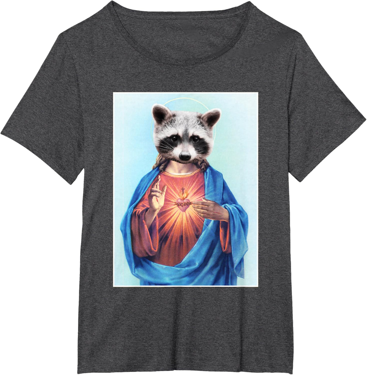 Raccoon Jesus T-Shirt - Dark Heather Grey