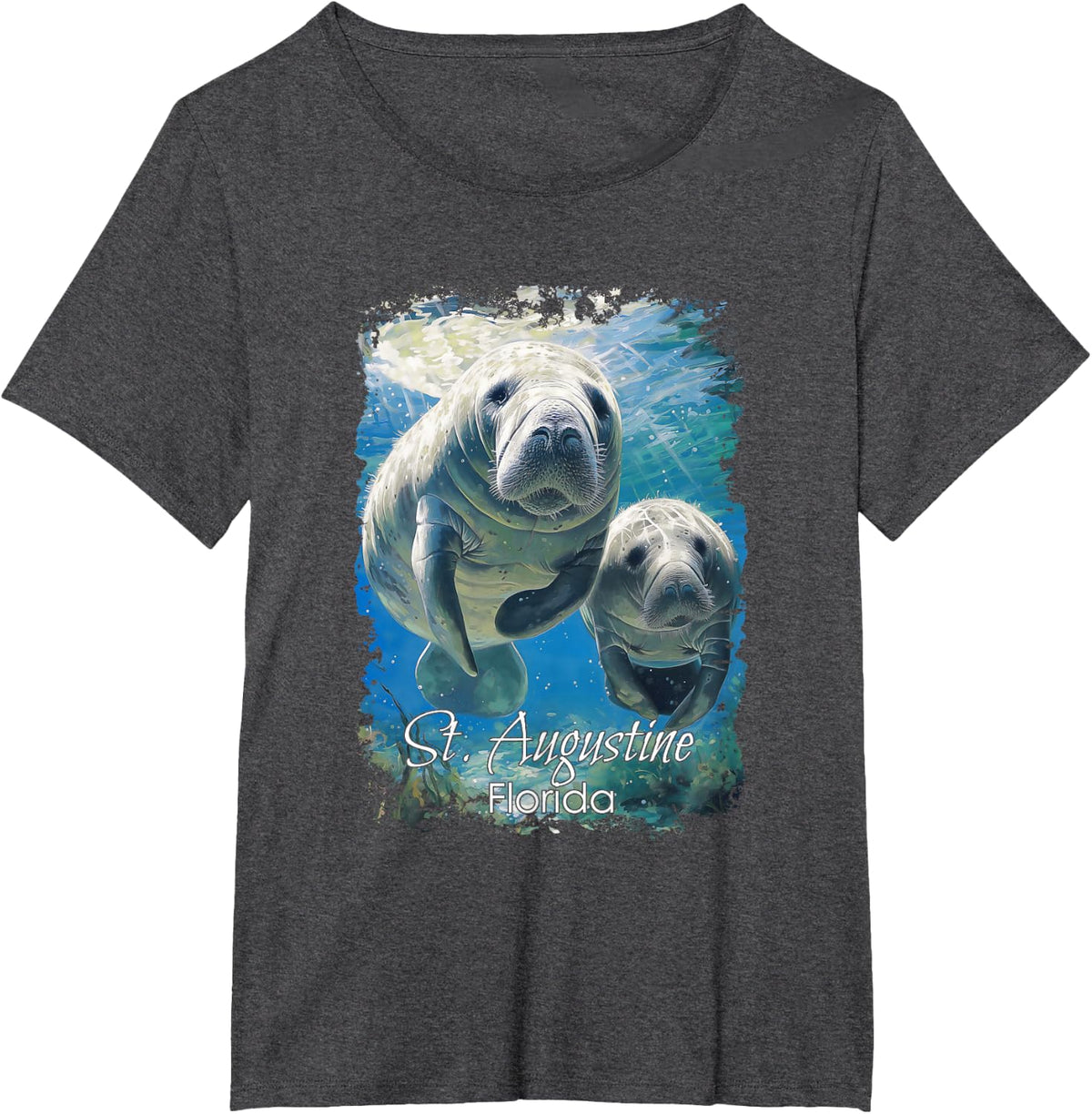 St. Augustine Florida Love The Manatees T-Shirt - Dark Heather Grey