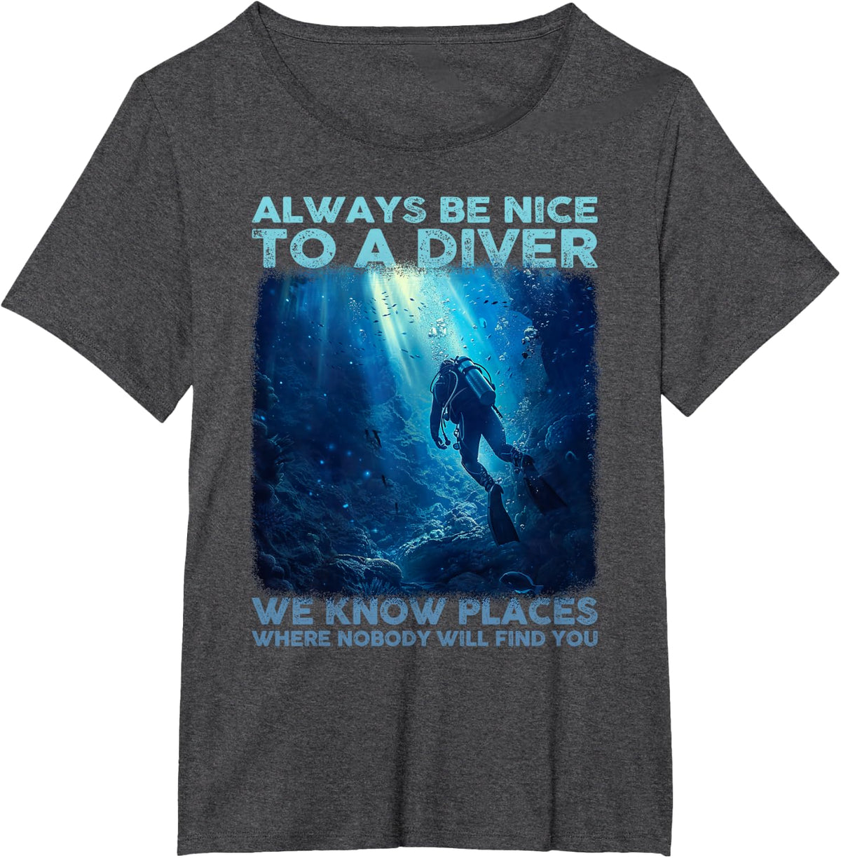 Diver Scuba Diving T-Shirt - Dark Heather Grey