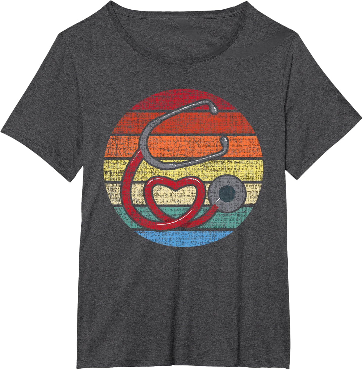 Funny Nursing Shirts Vintage Retro Stethoscope - Registered Nurse Nursing RN T-Shirt - Dark Heather Grey