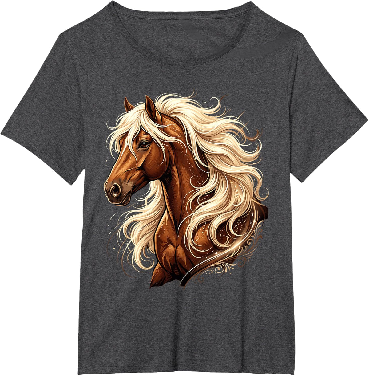 Horse Art T-Shirt - Dark Heather Grey