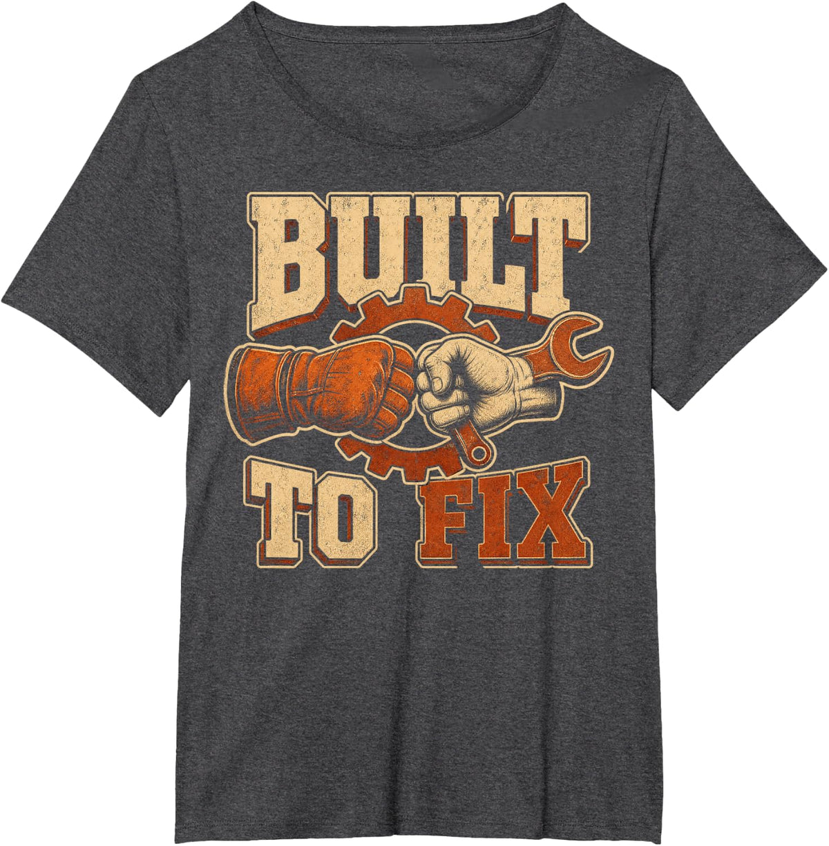 Built to Fix Mechanic Repair Workshop T-Shirt - Dark Heather Grey