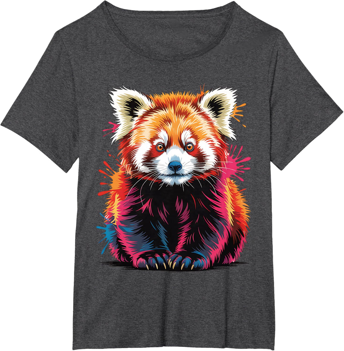 Red Panda Animal Graphic Art Red Panda T-Shirt - Dark Heather Grey