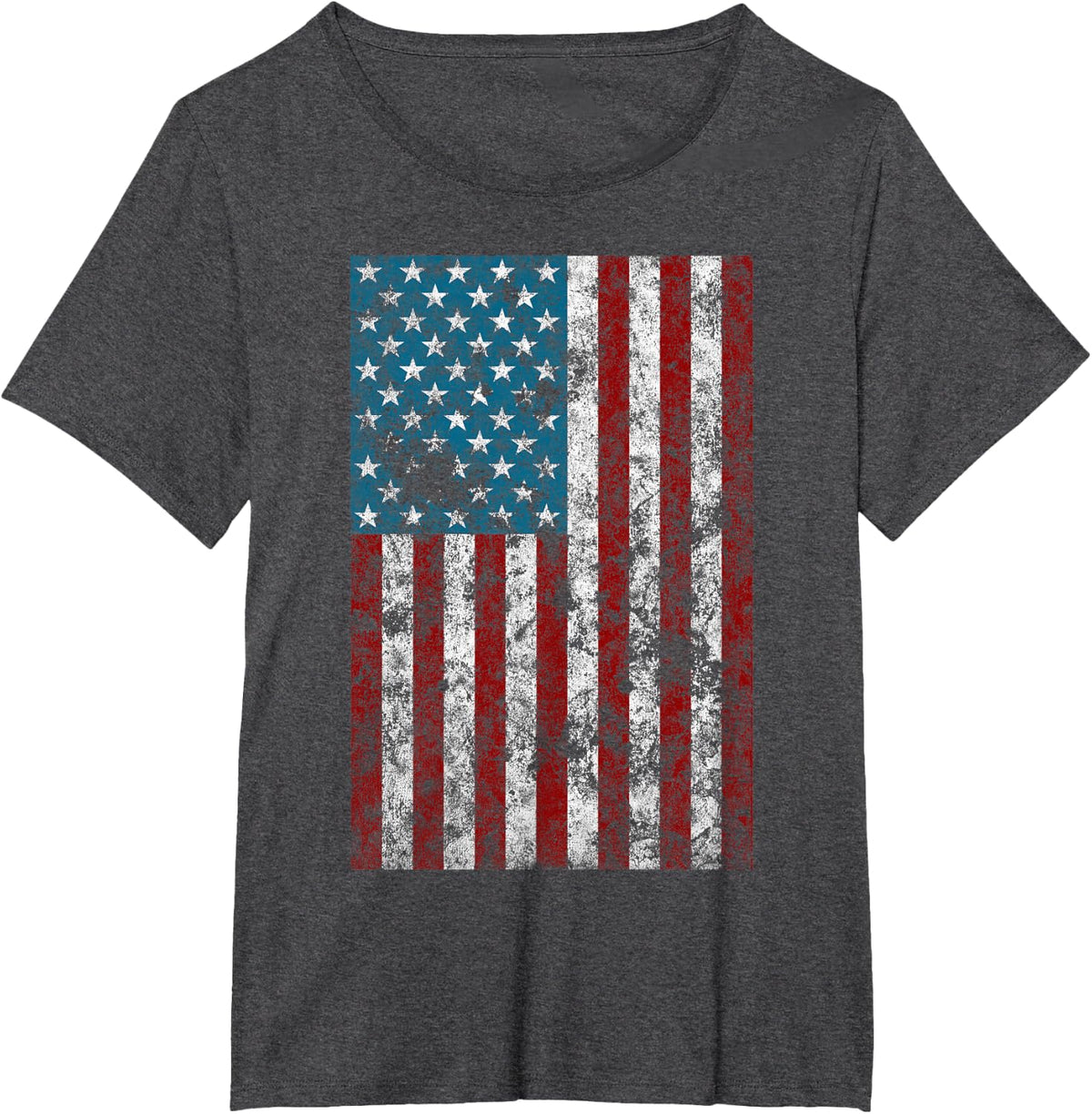 Retro Style 4th July USA Patriotic Distressed America Flag T-Shirt - Dark Heather Grey