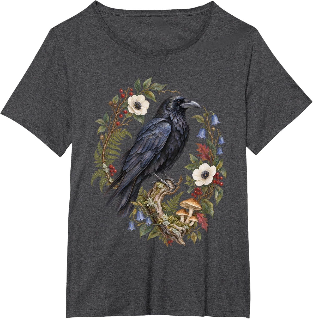 Crow Raven Lover Gothic Bird Nature Design T-Shirt - Dark Heather Grey