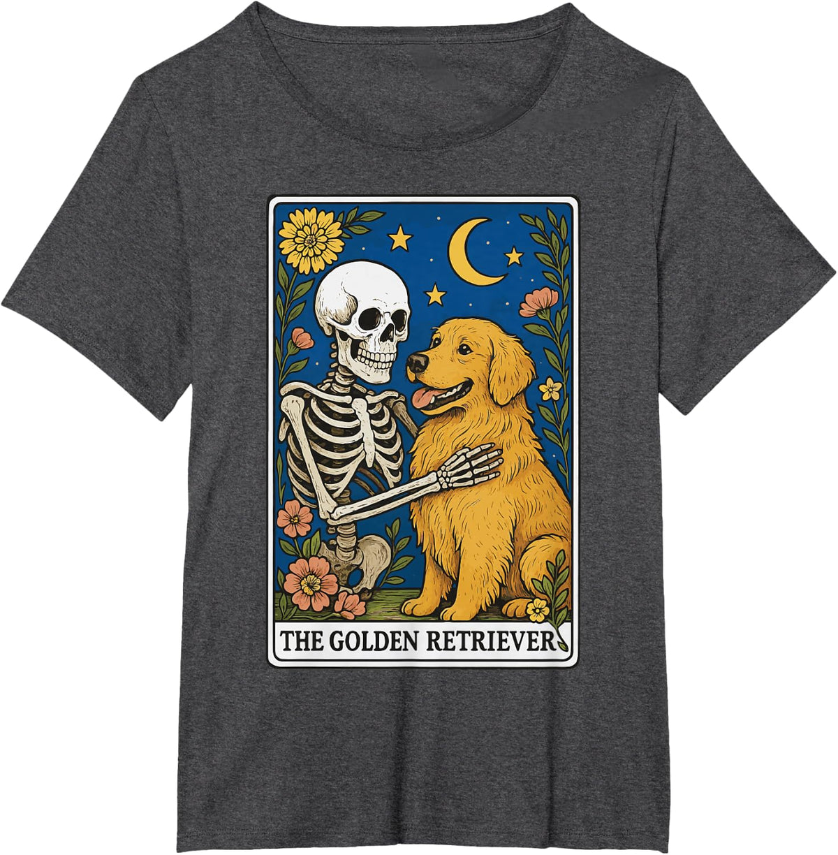 The Golden Retriever Tarot Card T-Shirt - Dark Heather Grey