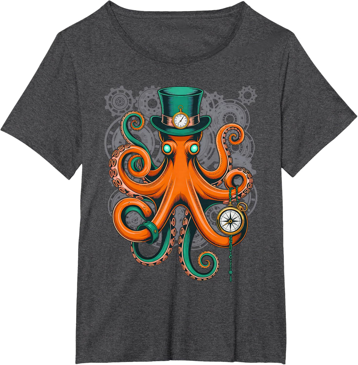 Steampunk Octopus Men Victorian Age T-Shirt - Dark Heather Grey