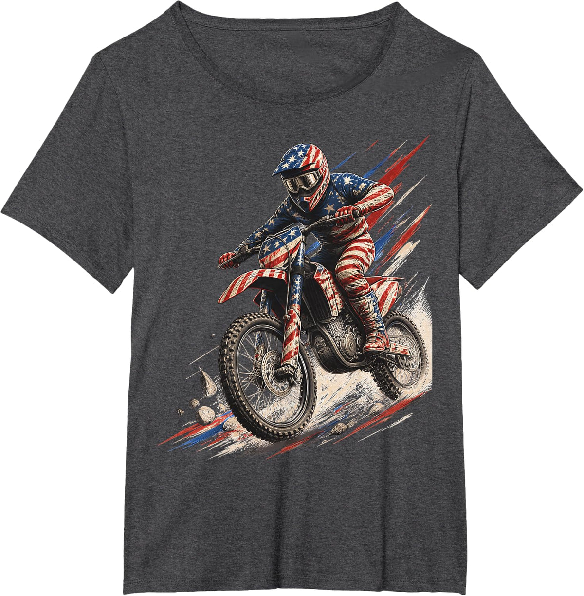 American Dirt Bike Racing Enduro Off Road Motorcycle T-Shirt - Dark Heather Grey