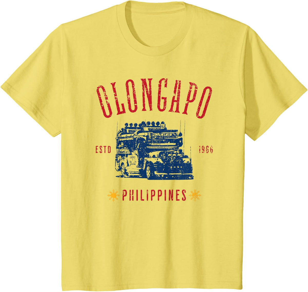 Olongapo Philippines Estd 1966 Distressed Style Design T-Shirt - Lemon Yellow