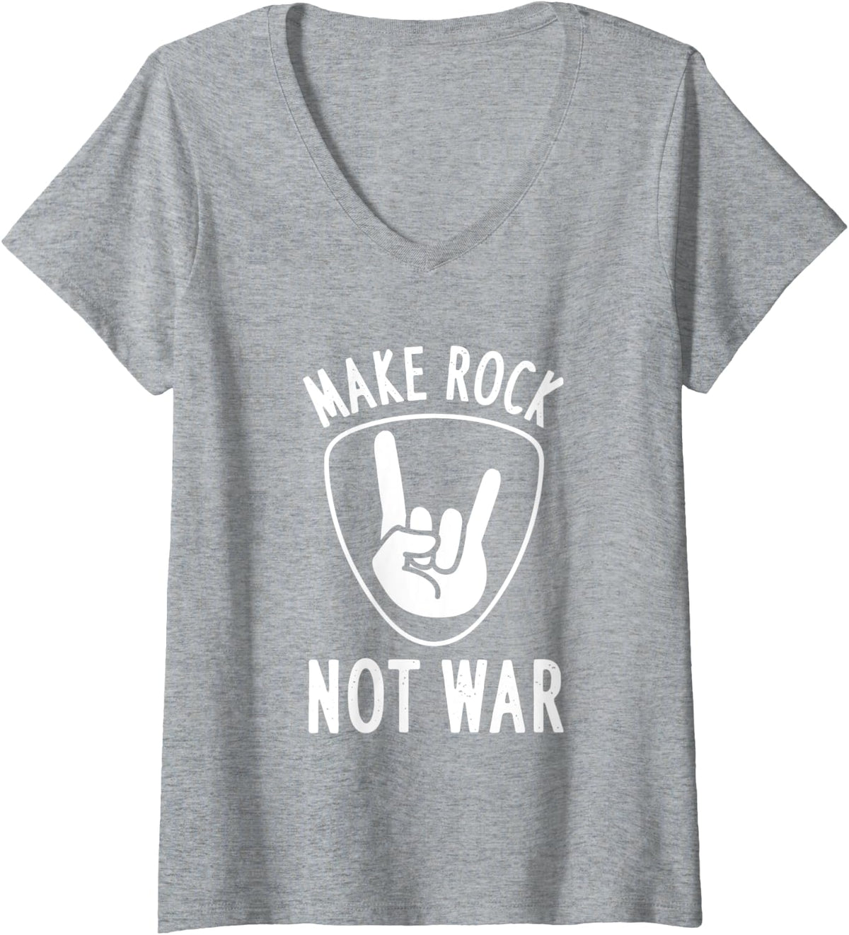Womens Make Rock Not War acoustic Musician V-Neck T-Shirt - Heather Grey