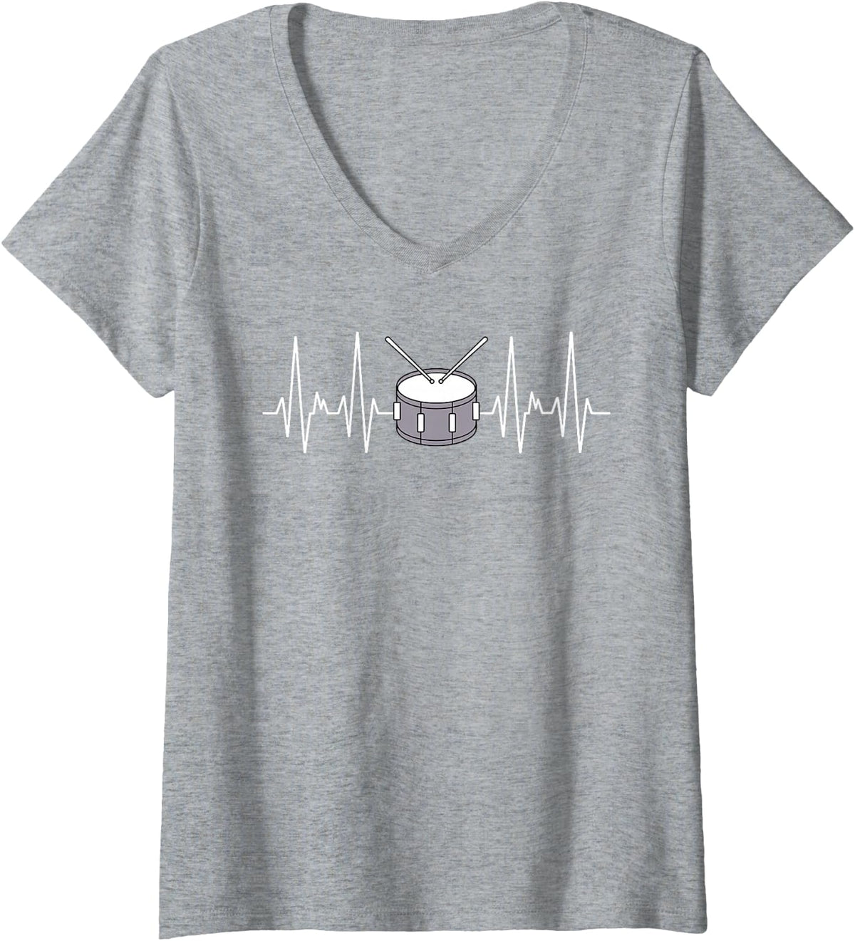 Women's Snare Drum Design for Men Women Kids Drumming Snare Drum V-Neck T-Shirt - Heather Grey