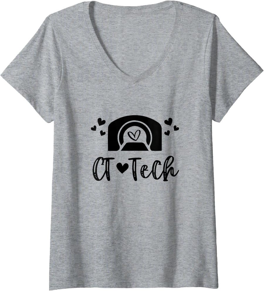 Women's CT Tech Computed Tomography Technologist Radiology CT Scan V-Neck T-Shirt - Heather Grey