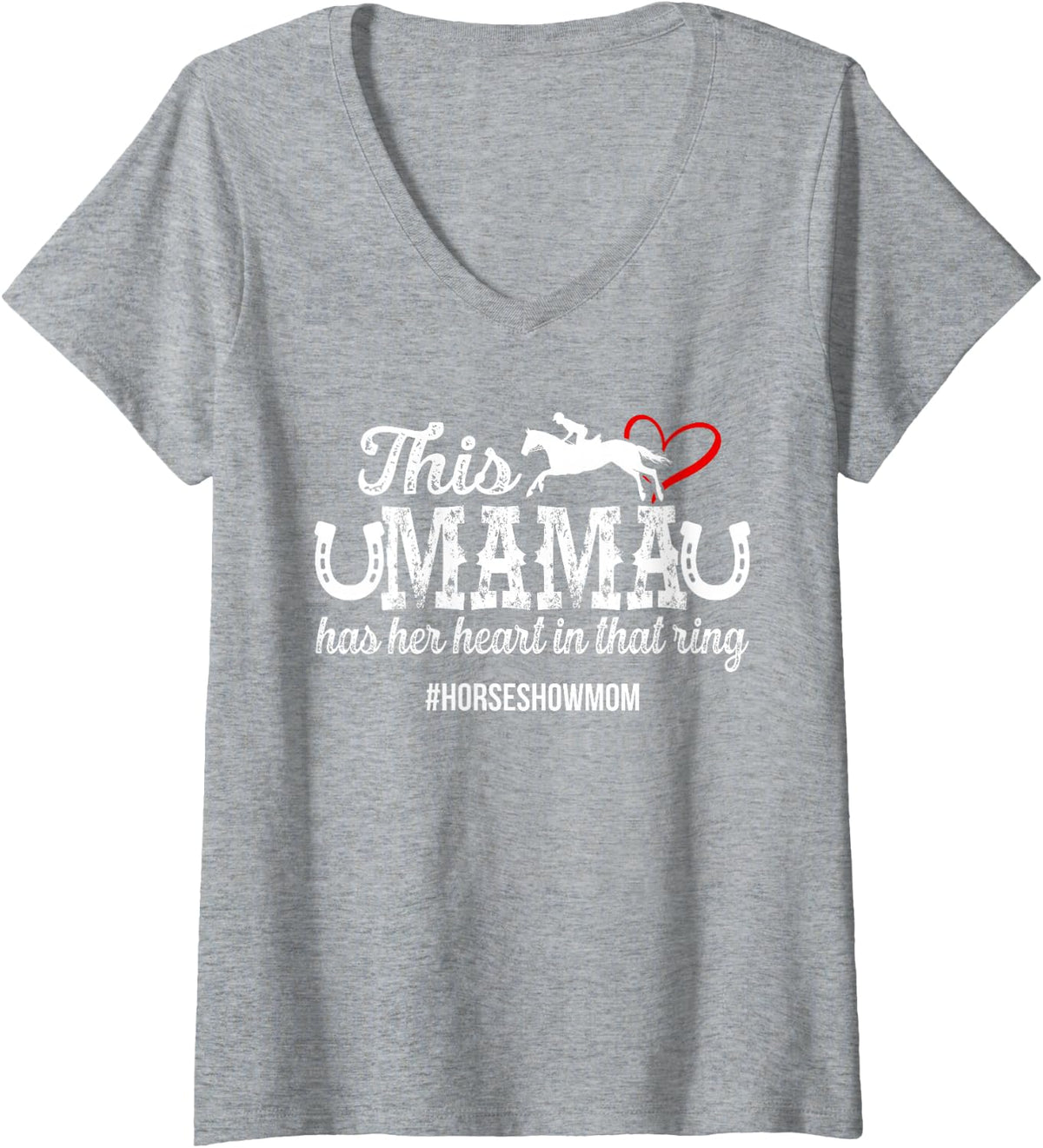 Women's Proud Horse Show Mom Horse Show Mother Equestrian Mama V-Neck T-Shirt - Heather Grey