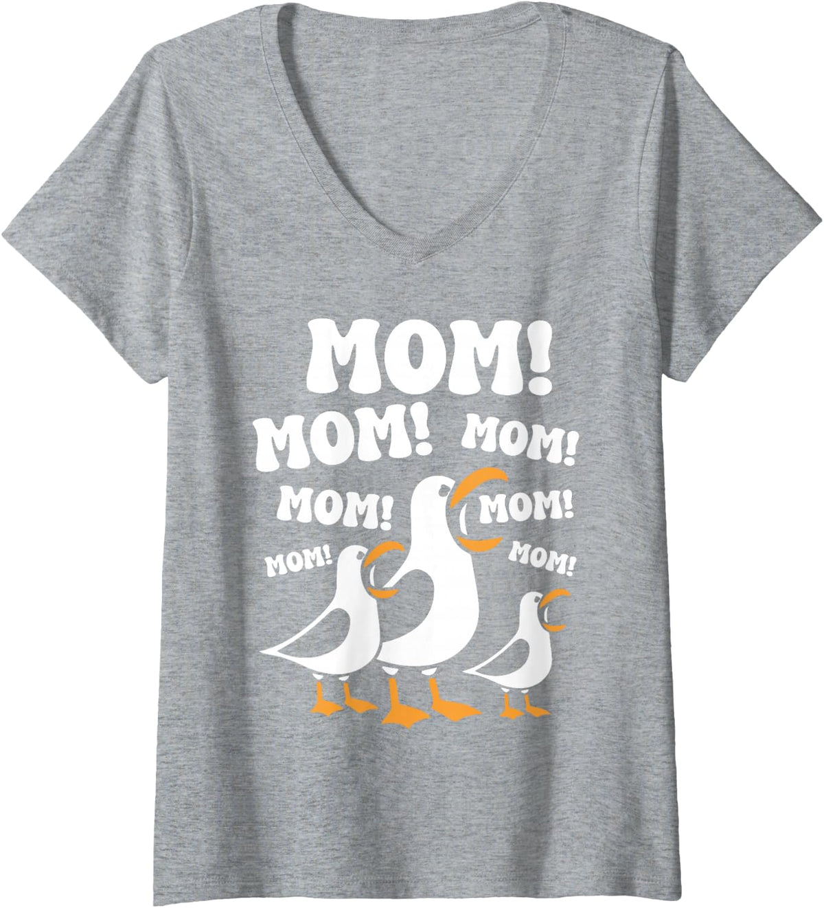 Women's Mom Seagull Funny Mama Seagulls Mothers Day Humor V-Neck T-Shirt - Heather Grey